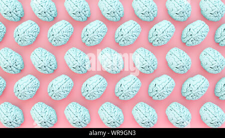 minimal blue brain collection 3d rendering Stock Photo
