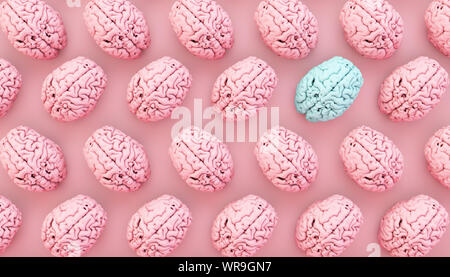 minimal pink brain collection 3d rendering. different concept. Stock Photo