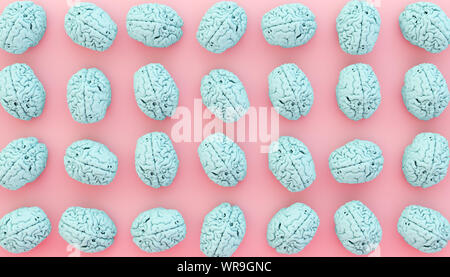 brain collection on pink background 3d rendering Stock Photo