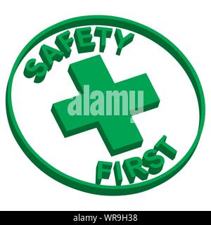 safety first label. safety first red band sign. safety first Stock