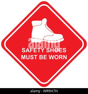 Danger Sign Safety Shoes Required Beyond This Point Stock Vector Image ...