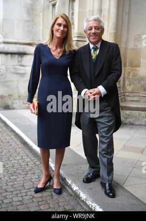 Speaker of the House of Commons, John Bercow and his wife Sally arrive for a Service of Thanksgiving for the life and work of Lord Ashdown at Westminster Abbey in London. PA Photo. Picture date: Tuesday September 10, 2019. See PA story MEMORIAL Ashdown. Photo credit should read:Kirsty O'Connor/PA Wire Stock Photo