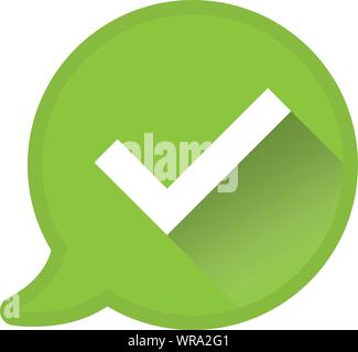 check mark in speech bubble, approval or consent icon or symbol vector illustration Stock Vector