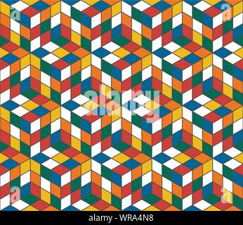 Magic cube retro 80s pattern background Stock Vector
