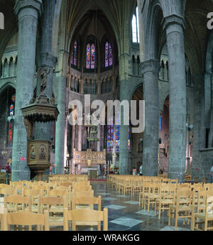 Dinant, Namur / Belgium - 11 August 2019: interior view of the Notre Dame de Dinant cathedral in Belgium