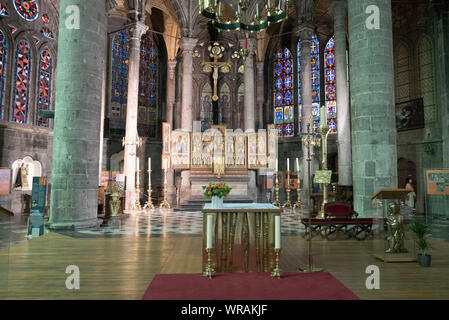 Dinant, Namur / Belgium - 11 August 2019: view of the altar in the Notre Dame cathedral in the town of Dinant