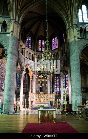 Dinant, Namur / Belgium - 11 August 2019: view of the altar in the Notre Dame cathedral in the town of Dinant