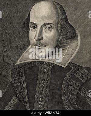 Portrait of William Shakespeare, 18th century woodcut Stock Photo