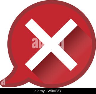 check mark in speech bubble, refusal or rejection icon or symbol vector illustration Stock Vector