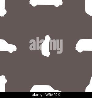Jeep icon sign. Seamless pattern on a gray background. Vector Stock Vector