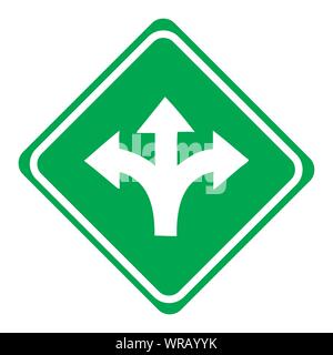 three way fork road sign vector Stock Vector