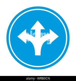 three way fork road sign vector Stock Vector