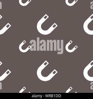 magnet, horseshoe icon sign. Seamless pattern on a gray background. Vector Stock Vector