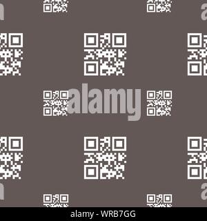 Qr code icon sign. Seamless pattern on a gray background. Vector Stock Vector