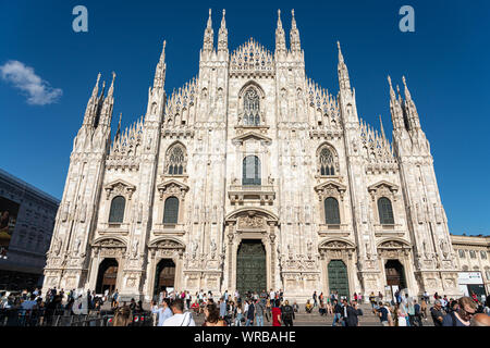 MILAN, ITALY - MAY 30, 2019: Milan Cathedral (Milan Dome) one of the most visited landmark of the city, is the largest church in Italy and the third l Stock Photo