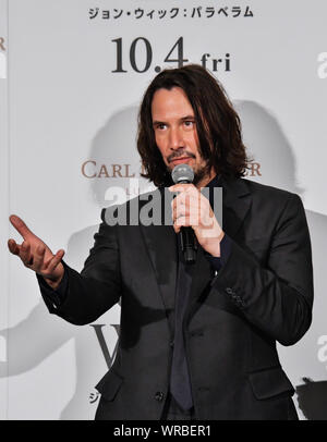 Tokyo, Japan. 10th Sep, 2019. Actor Keanu Reeves attends the Japan premiere for the film 'John Wick: Chapter 3 - Parabellum' in Tokyo, Japan on Tuesday, September 10, 2019.     Photo by Keizo Mori/UPI Credit: UPI/Alamy Live News Stock Photo