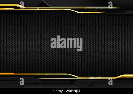 Abstract background  golden line with dark and black with hold polished metal steel texture vector illustration eps10 Stock Vector