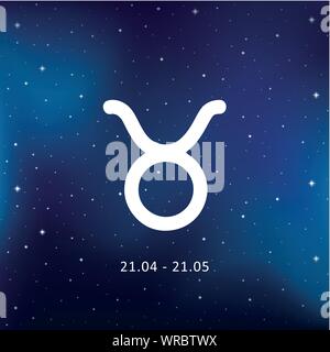 blue zodiac sign taurus horoscope in starry sky vector illustration EPS10 Stock Vector