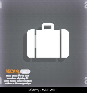 suitcase icon symbol on the blue-green abstract background with shadow and space for your text. Vector Stock Vector