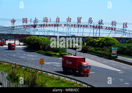 A view of the Lingang area of the China (Shanghai) Pilot Free Trade Zone (FTZ) in Pudong, Shanghai, China on August 24th, 2019. Stock Photo