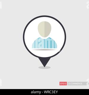 User destination icon vector male person profile avatar with map marker ...