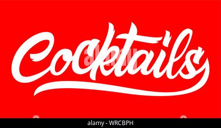 Cocktails black handwriting lettering isolated for cafe design Stock Vector