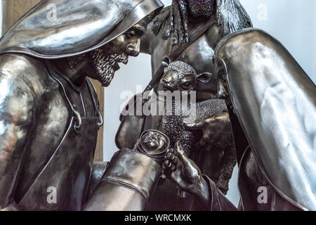 Sheffield, UK – June 14 2017: The Sheffield Steel Nativity by Brian Fell at Sheffield Cathedral Church of St Peter and St Paul Stock Photo