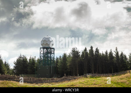 Met Office weather radar on top of Munduff Hill near Scotlandwell over looking Loch Leven Scotland. Stock Photo