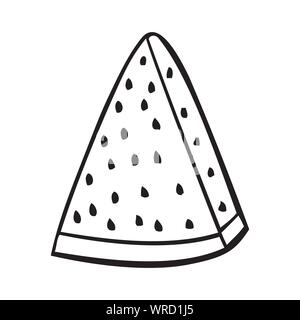 Black and white vector icon of watermelon slice Stock Vector