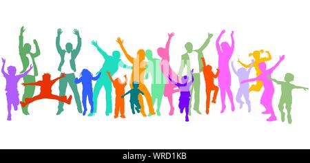 Families with children, parents and friends are having fun Stock Vector