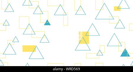 Seamless pattern from colored rectangles and triangles. Vector illustration. Isolated elements on a white background. Stock Vector