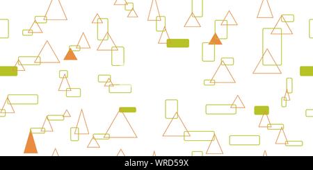 Seamless pattern from rounded rectangles and triangles. Vector illustration. Isolated elements on a white background. Stock Vector