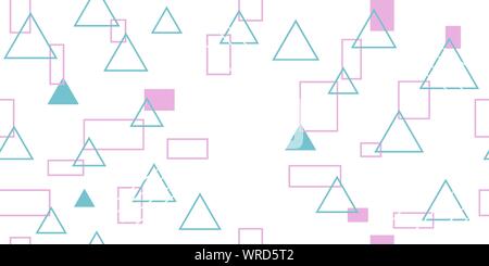 Seamless pattern from different colored rectangles and triangles. Vector illustration. Cropped shapes. Isolated elements on a white background. Stock Vector