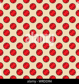Red tennis ball seamless pattern on soft orange background - Fabric,background,wallpapers, gift warps,stationery, packaging and surface pattern design Stock Photo