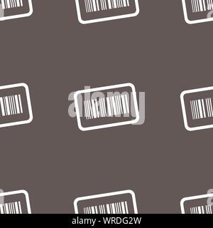 Barcode icon sign. Seamless pattern on a gray background. Vector Stock Vector