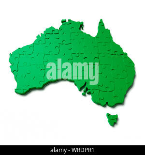 Continent of Australia as a green jigsaw puzzle Stock Photo