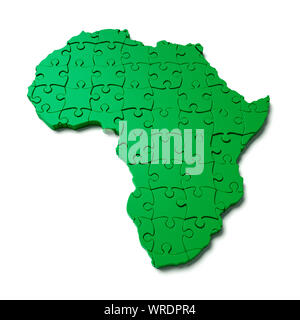 Continent of Africa as a green jigsaw puzzle Stock Photo