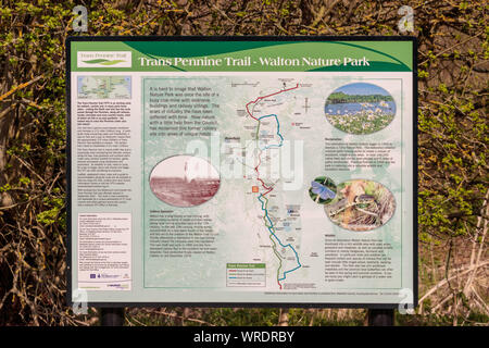 View of sign in Walton Colliery Nature Park showing map of the area Stock Photo