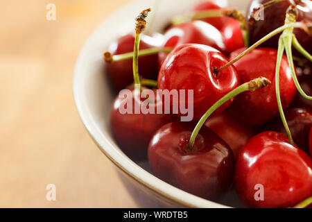 Cherries. Bowl of fresh red cherries, close up Stock Photo