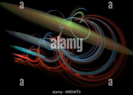 Fractal image: fancy abstract drawing, black background. Stock Photo
