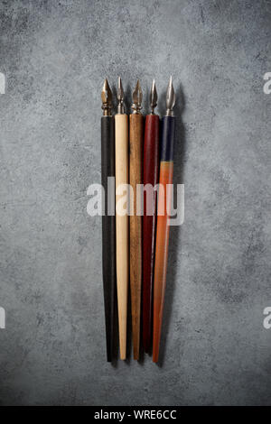 Nib pens on a table Stock Photo