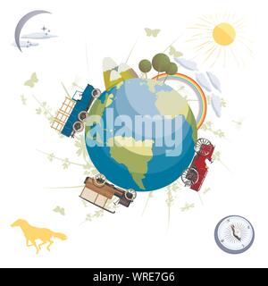 Animals on the planet earth illustration Stock Vector Image & Art - Alamy