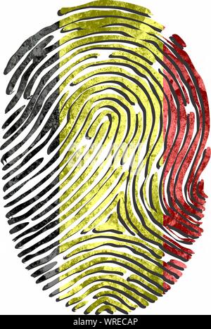 fingerprint, fingerprints, huella dedo in the flag colors of country Stock Photo