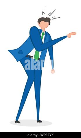 Vector illustration angry businessman. Hand drawn. Colored outlines. Stock Vector