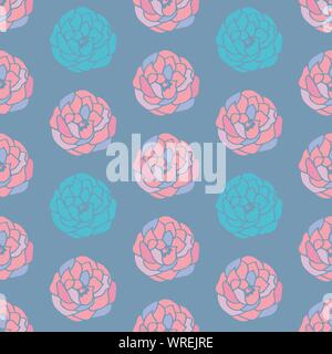 Romantic Hand Drawn Peonies In Seamless Surface Vector Pattern Stock Vector