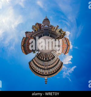 A tiny planet picture of the Piazza del Plebiscito, in Naples. Stock Photo