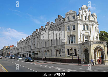 View of the Angel Hotel building on Castle Street in Cardiff City Centre Wales UK  KATHY DEWITT Stock Photo