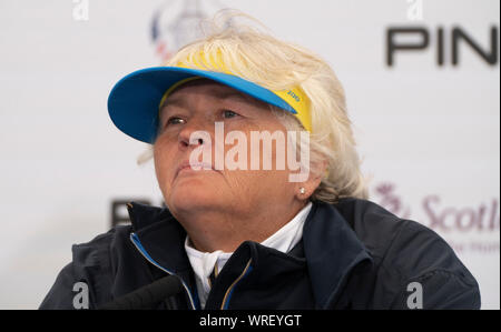 Auchterarder, Scotland, UK. 10 September 2019. Press conference by team at Gleneagles. Pictured Laura Davies.  Iain Masterton/Alamy Live News Stock Photo