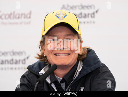 Auchterarder, Scotland, UK. 10 September 2019. Press conference by team at Gleneagles. Pictured Europe Team Captain Catriona Matthew. Iain Masterton/Alamy Live News Stock Photo