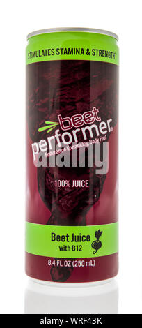 Winneconne, WI - 10 September 2019: A bottle of Beet performer beet juice drink on an isolated background. Stock Photo